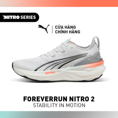 Giày Chạy Bộ PUMA Nam ForeverRun NITRO 2 White-Glowing Red Màu Trắng