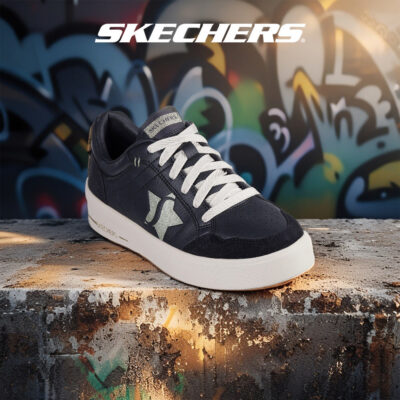 Giày Thể Thao Nữ Skechers Court Classics Hiland Illuminated Neutrals-185176-BLK