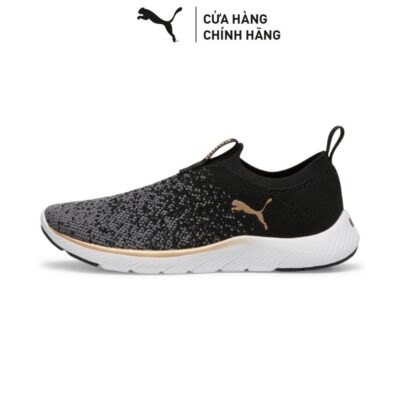 Giày Chạy Bộ PUMA Nữ Sftrde Remi Slp-on Knit Wn's Black-Gold-Cool Dark Gray Màu Đen