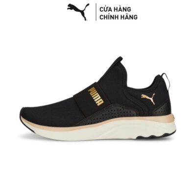 Giày Chạy Bộ PUMA Nữ Softride Sophia Slip-On Wn's Black-Gold-Warm White Màu Đen