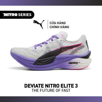 Giày Chạy Bộ PUMA Nữ Deviate Nitro Elite 3 DT WNS White-Dark Amethyst Màu Trắng