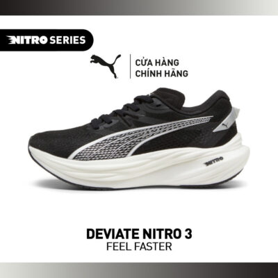 Giày Chạy Bộ PUMA Nữ Deviate NITRO 3 Wns Black-White-Silver Màu Đen