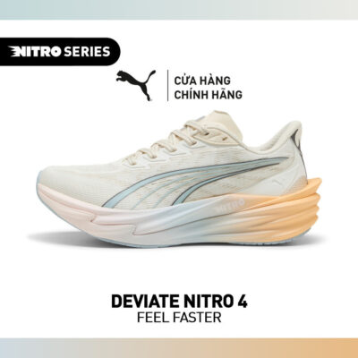 Giày Chạy Bộ PUMA Nữ Deviate NITRO 4 RC Wns Warm White-Lucite-Vapor Gray Màu Trắng