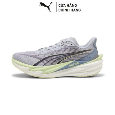 Giày Chạy Bộ PUMA Nữ Deviate NITRO 4 Wns Vibrant Silver-Apple Spritz Màu Xám