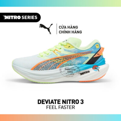 Giày Chạy Bộ PUMA Nữ Deviate NITRO 3 MS Wns Nitro Blue-Fizzy Apple Màu Xanh