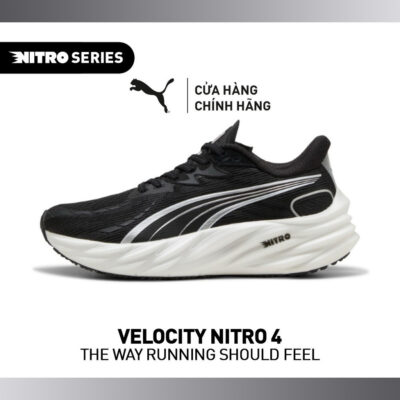 Giày Chạy Bộ PUMA Nữ Velocity NITRO 4 WNS Black- White Màu Đen