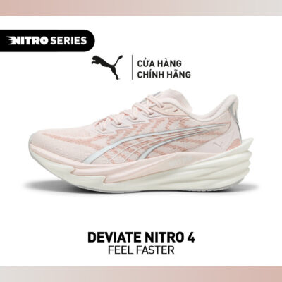 Giày Chạy Bộ PUMA Nữ Deviate NITRO 4 Wns Jasmine Flower-White Màu Hồng